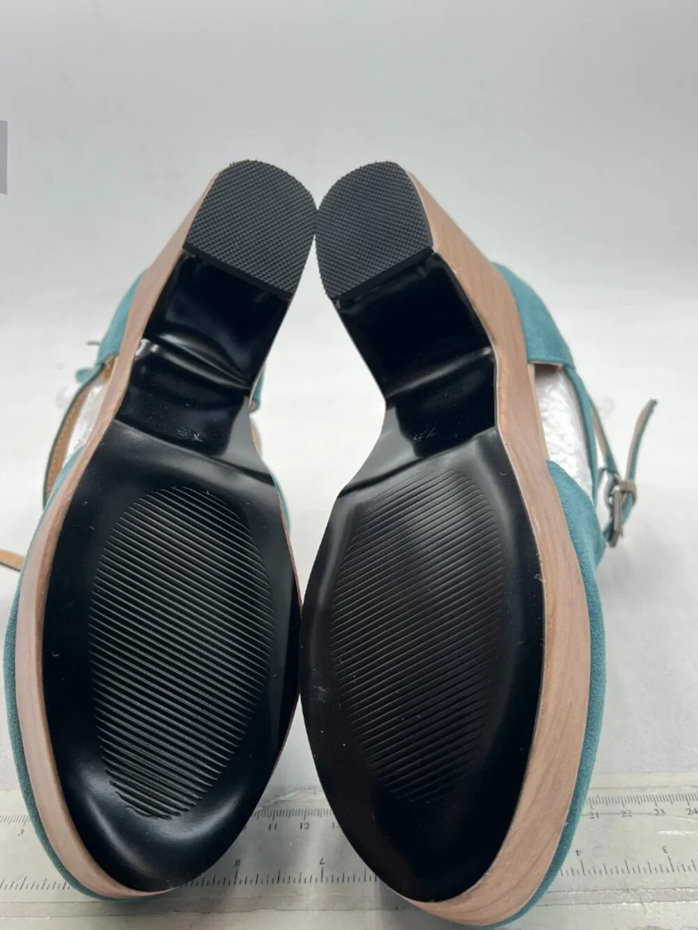 Dark Turquoise Womens Platform Rounded Toe Cutout Ankle Boot Strap Buckle Bootie